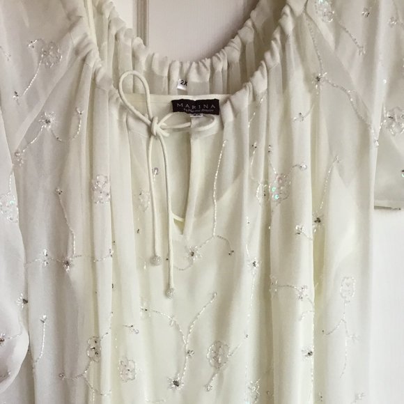 Hand Beaded silk sequined blouse + camisole - Picture 3 of 7